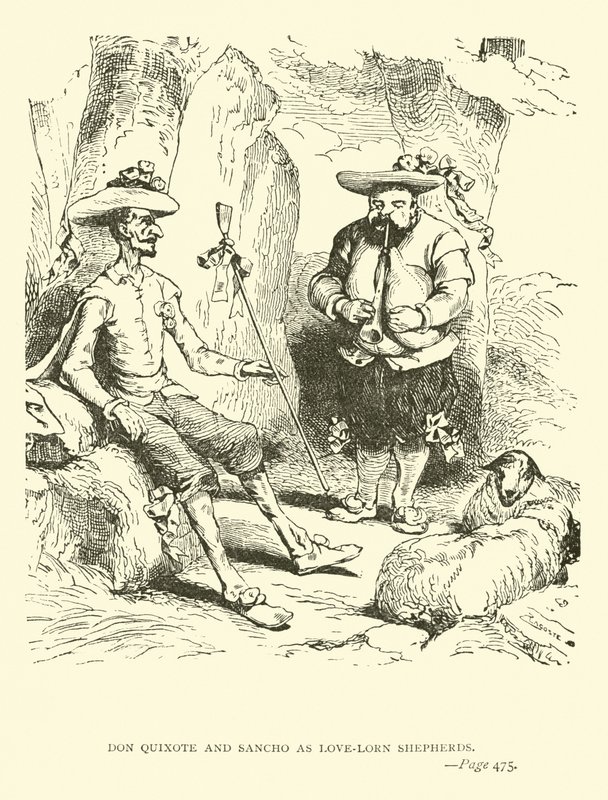 Don Quichot en Sancho als verliefde herders door John Gilbert