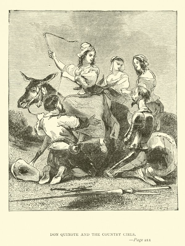 Don Quichot en de dorpsmeisjes door John Gilbert
