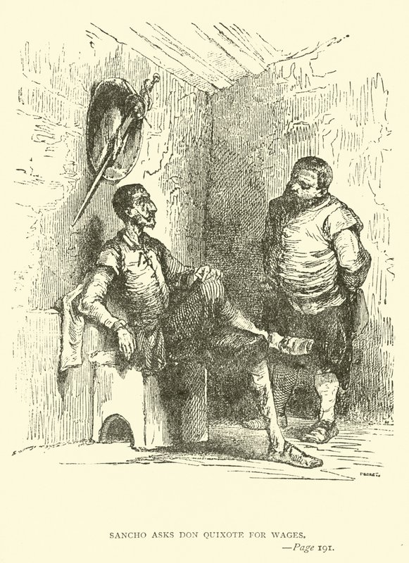 Sancho vraagt Don Quichot om loon door John Gilbert