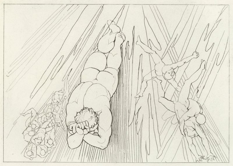 Lucifer, Vagevuur, Canto 12 door John (after) Flaxman