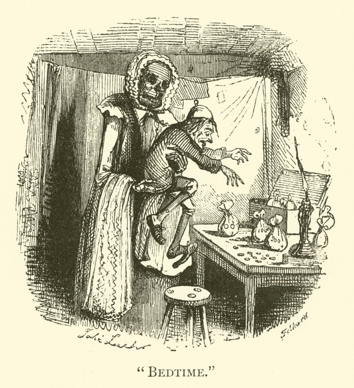Bedtijd (gravure) door John (after) Leech