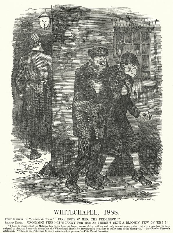 Punch cartoon: Whitechapel door John (after) Tenniel