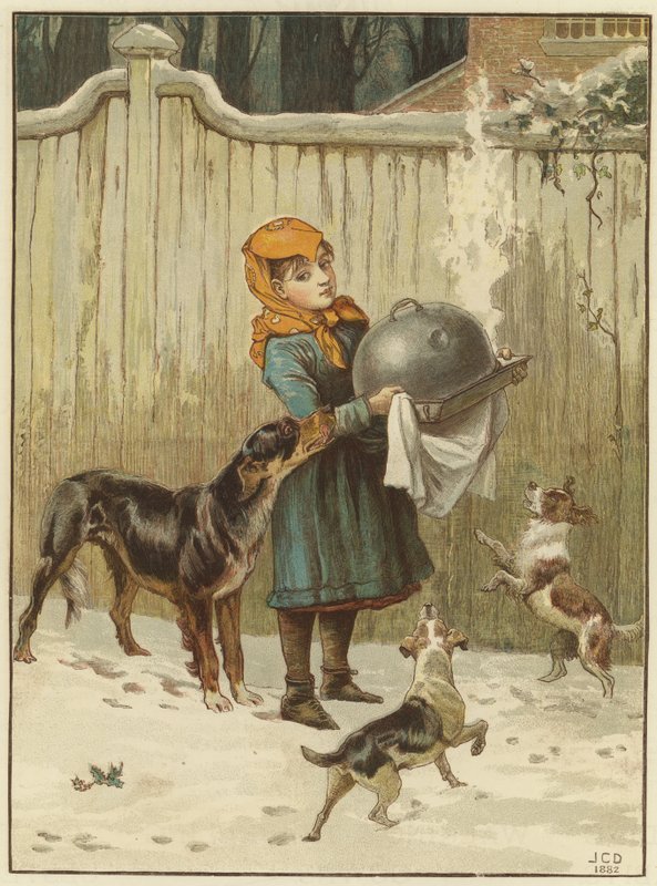 Het Kerstdiner in Gevaar door John Charles Dollman