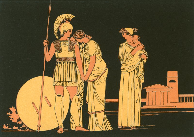 De ontmoeting van Hector en Andromache door John Flaxman