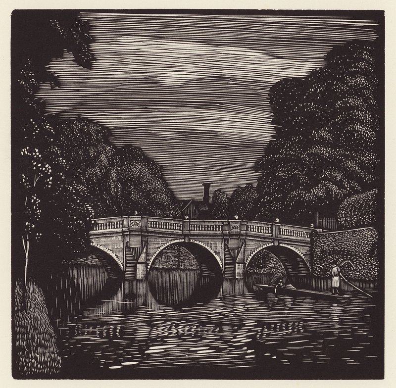 Cambridge: Clare Bridge (houtsnede) door John Frederick Greenwood