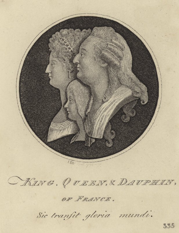 De koning, koningin en dauphin van Frankrijk door John Kay