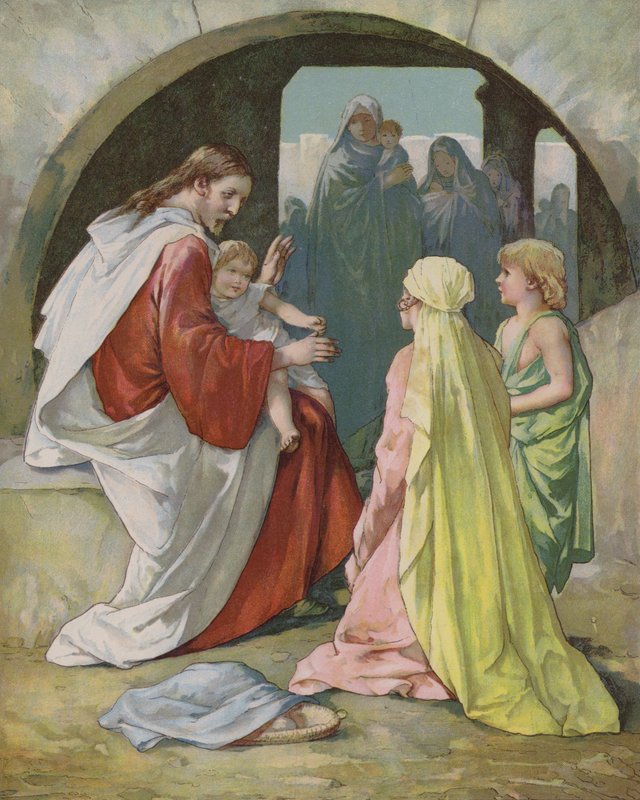 Christus zegent kleine kinderen door John Lawson
