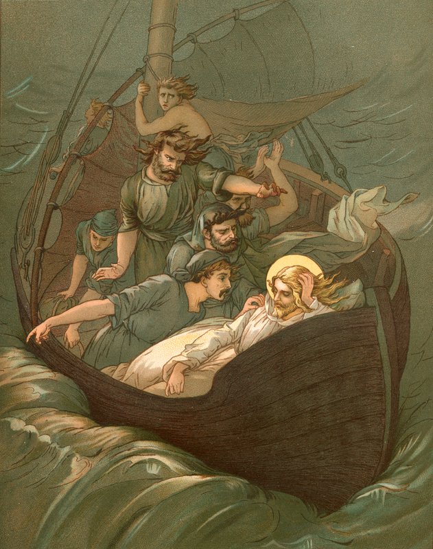Jezus slaapt tijdens de storm door John Lawson