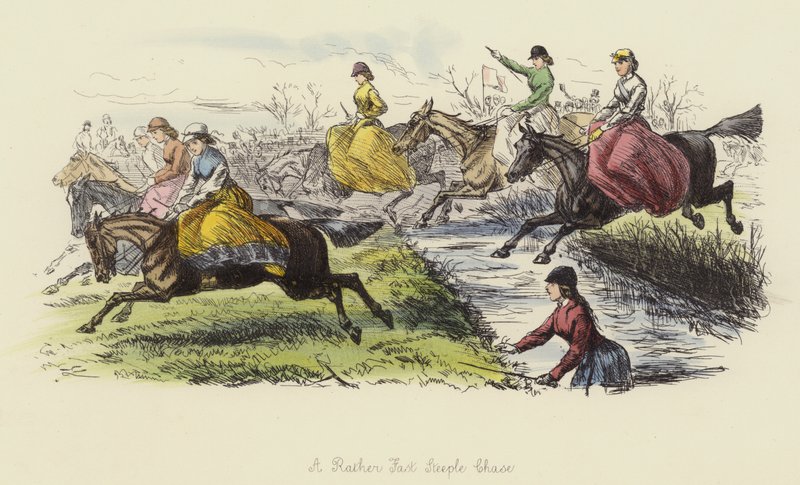 Een nogal snelle steeple chase door John Leech