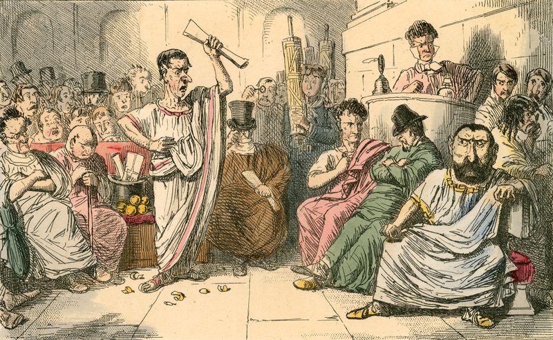 Cicero die Cataline aanklaagt door John Leech