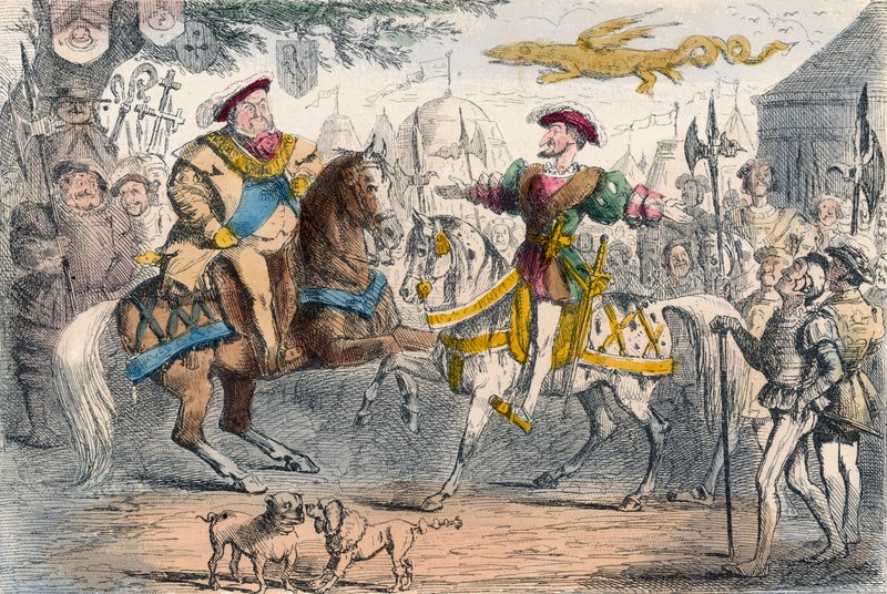 Hendrik VIII ontmoet Frans I door John Leech