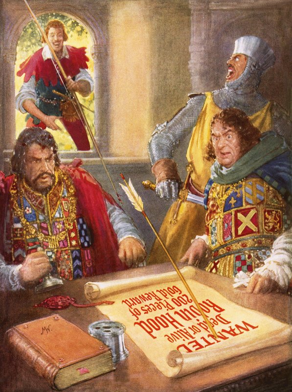 Robin Hood vernedert prins John door John Millar Watt