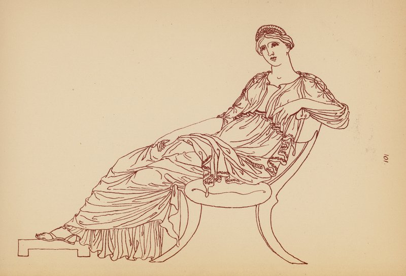 Oud-Grieks vrouwelijk kostuum (litho) door John Moyr Smith