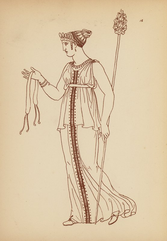 Oud-Grieks vrouwelijk kostuum (litho) door John Moyr Smith