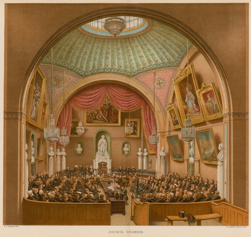 Raadzaal, Guildhall, Londen door John Phillipp Emslie