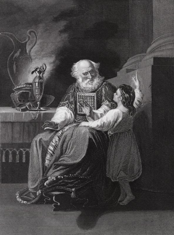 Samuel voor Eli (gravure) door John Singleton (after) Copley