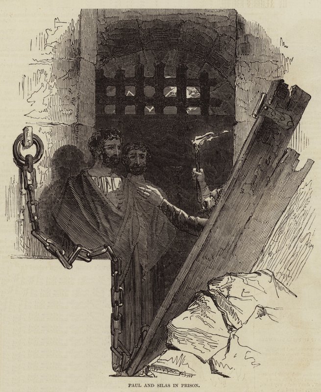 Paulus en Silas in de Gevangenis door Joseph Kenny Meadows