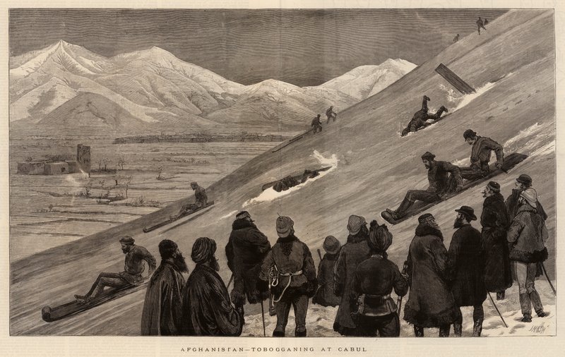 Afghanistan, sleeën in Kabul door Joseph Nash