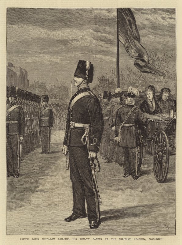 Prins Louis Napoleon die zijn mede-cadetten drilt op de Militaire Academie, Woolwich door Joseph Nash