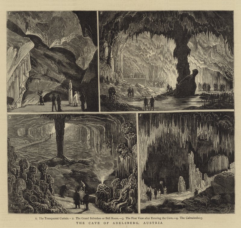 De grot van Adelsberg, Oostenrijk door Joseph Nash