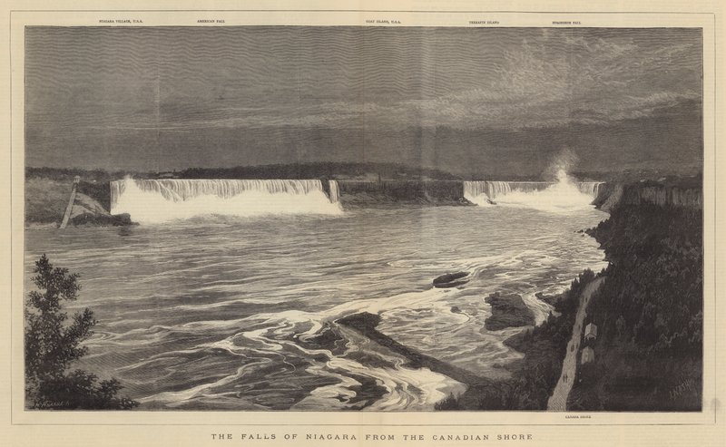 De watervallen van Niagara vanaf de Canadese kust door Joseph Nash