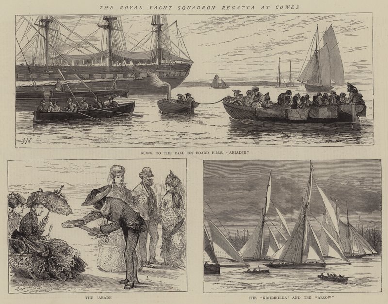 De Royal Yacht Squadron Regatta in Cowes door Joseph Nash