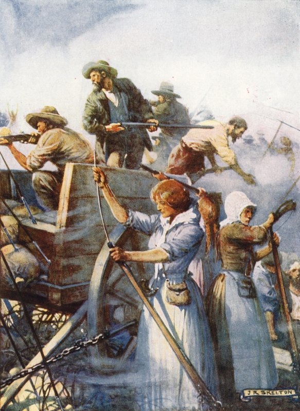 Naast hen stonden de vrouwen rustig geweren te laden door Joseph Ratcliffe Skelton