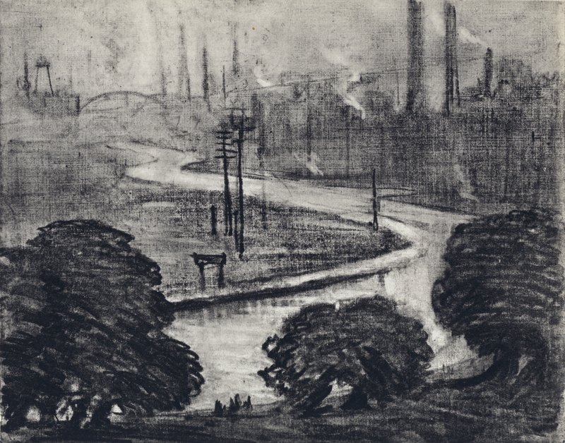 Oost-Londen, de rivier Lea door Joseph (after) Pennell