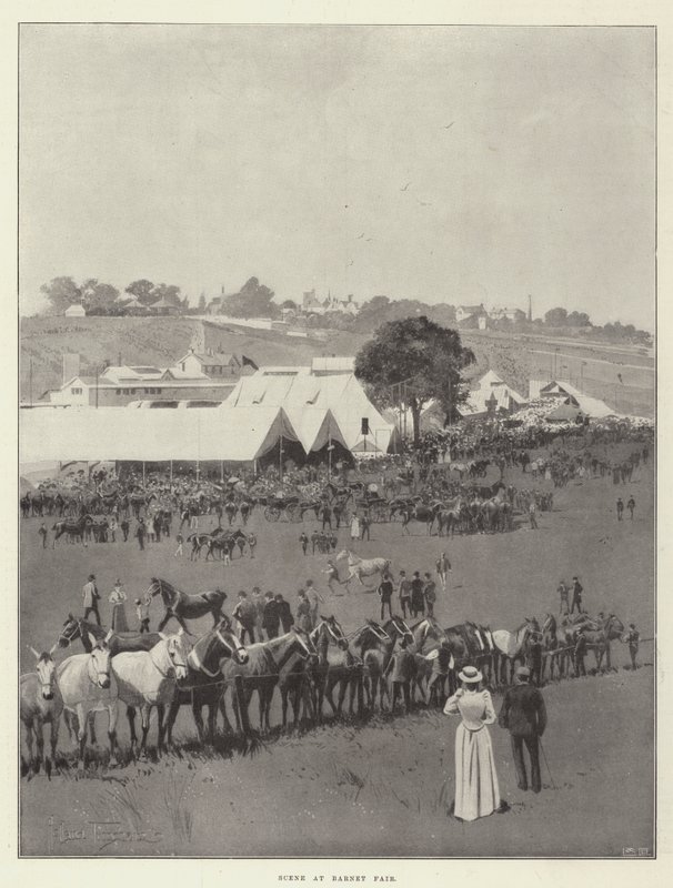 Scène op Barnet Fair door Joseph Holland Tringham