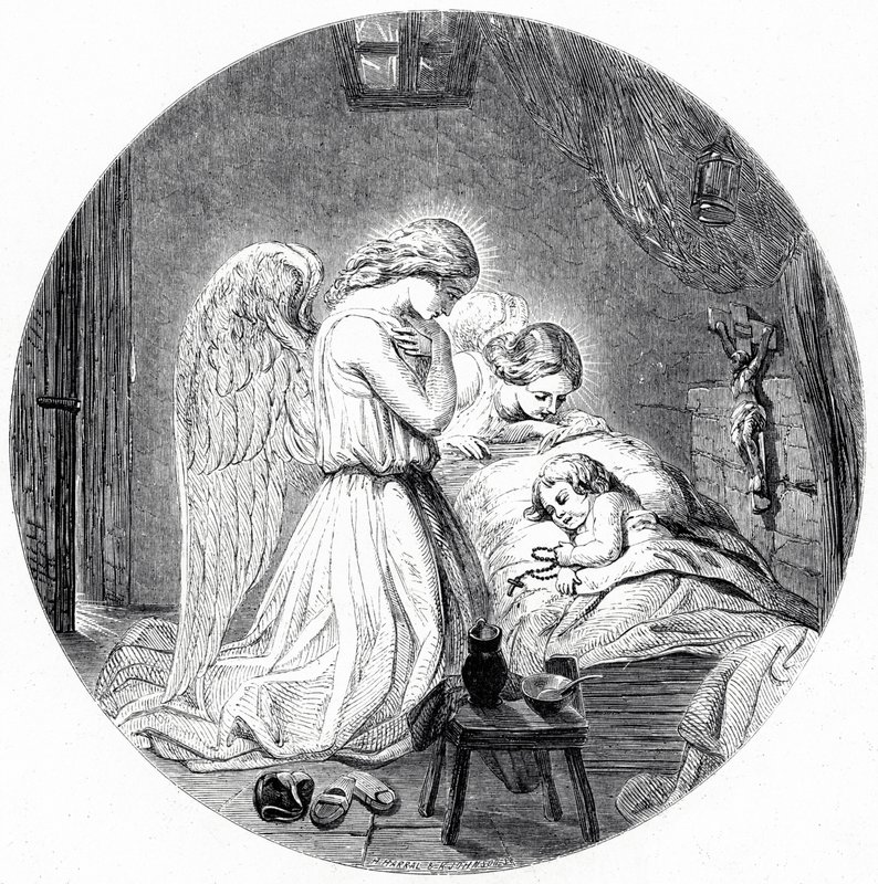 Het Fluisteren van de Engel (gravure) door Joseph John Jenkins