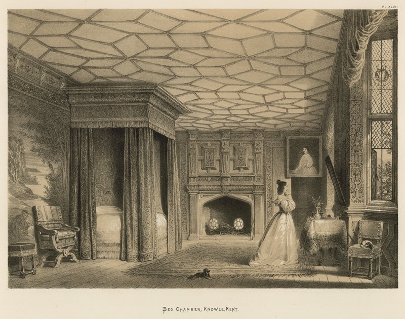 Slaapkamer, Knowle, Kent door Joseph Nash