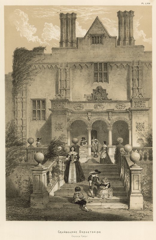 Cranbourne, Dorsetshire, Tuinzijde door Joseph Nash