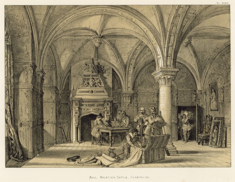 Hal, Bolsover Castle, Derbyshire door Joseph Nash