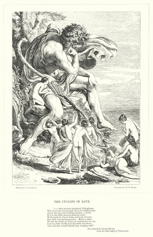 De Cycloop verliefd (gravure) door Joseph Noel (after) Paton