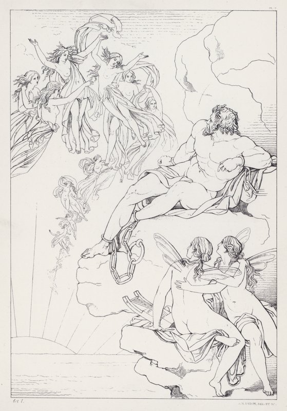 Shelleys Prometheus Ontketend, Acte I door Joseph Noel after Paton