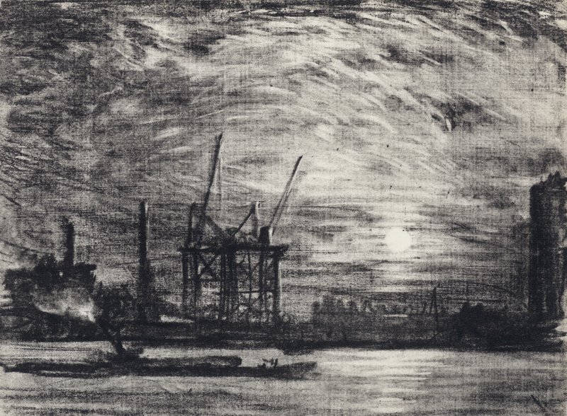 Zonsondergang over Waterloo door Joseph Pennell