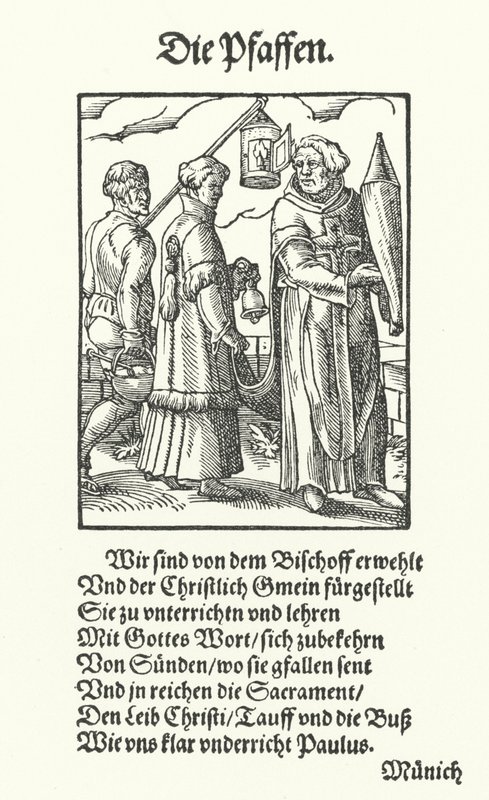 De priesters (gravure) door Jost (after) Amman