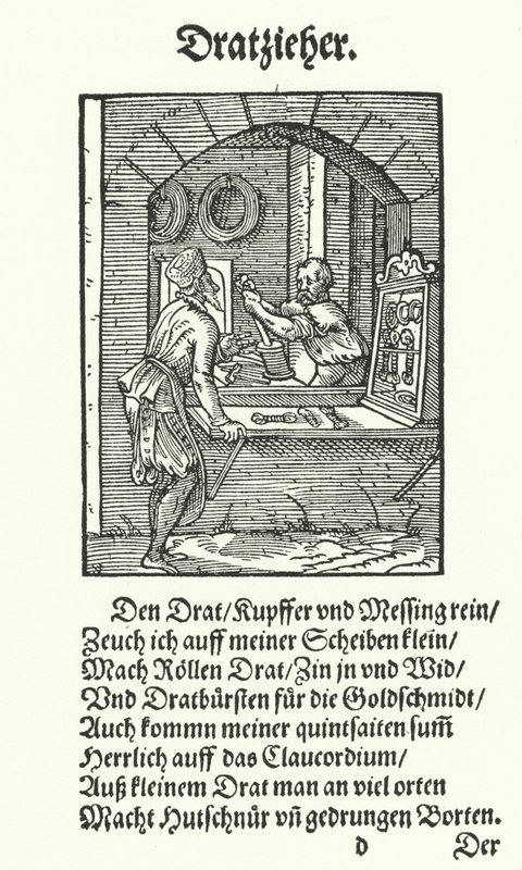De draadtrekker (gravure) door Jost (after) Amman