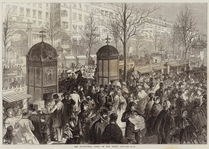 De Boulevards, Parijs, op Nieuwjaarsdag door Jules Pelcoq