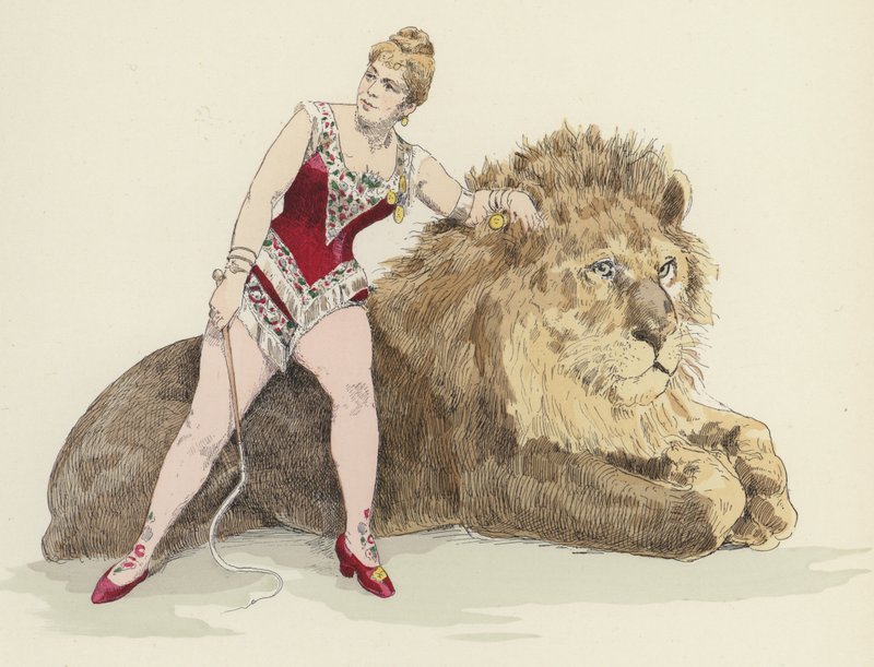 Vrouwelijke leeuwentemmer door Jules Arsene Garnier