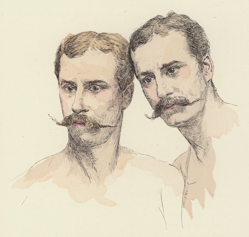 Twee mannelijke gymnasten door Jules Arsene after Garnier
