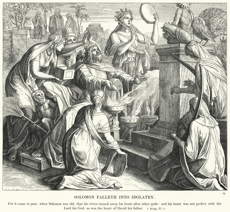 Salomo vervalt in afgoderij door Julius Schnorr von Carolsfeld