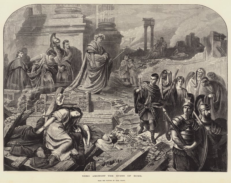 Nero tussen de ruïnes van Rome door Karl Theodor von Piloty