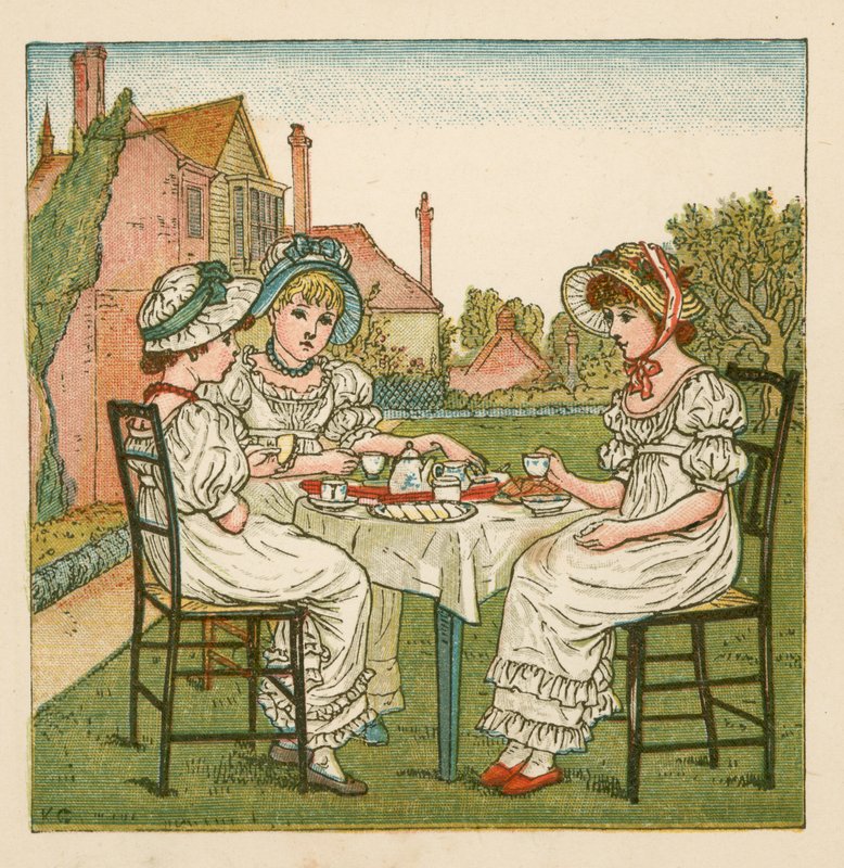 Thee in de tuin door Kate Greenaway