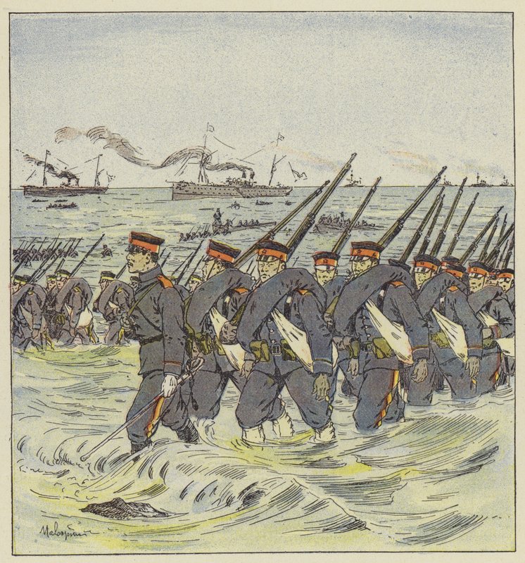 Landing van Japanse infanterie in Pi-Tse-Ouo door L. Malespine