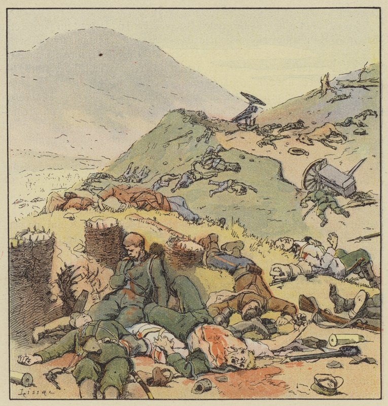 Loopgraaf verlaten door de Russen, Liao-Yang door L. Malespine