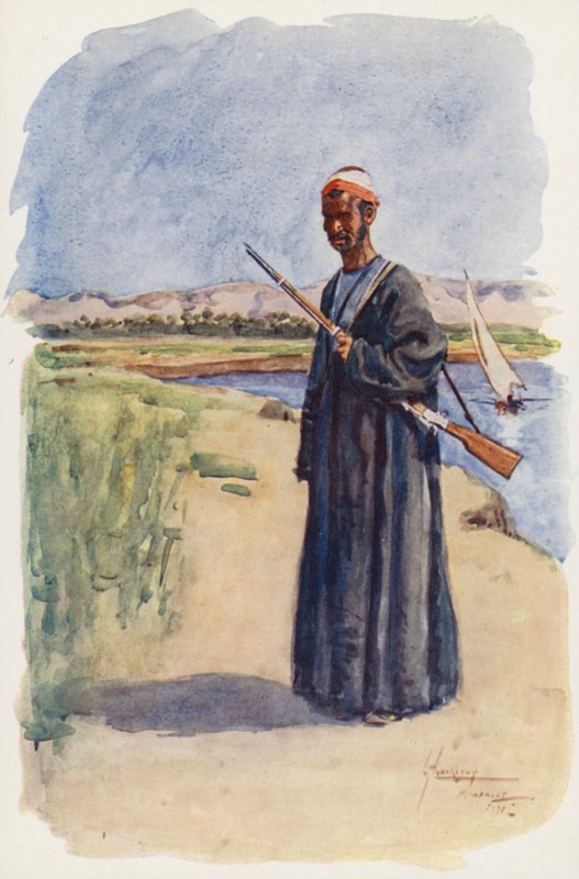 Mensen van Egypte: Wachter, Gaffir (kleur litho) door Lance Thackeray