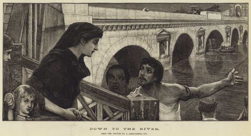 Naar de rivier door Lawrence Alma Tadema