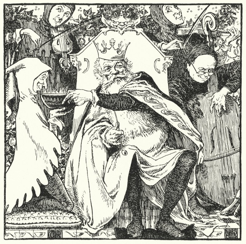 Oude Koning Cole (gravure) door Leonard Leslie Brooke