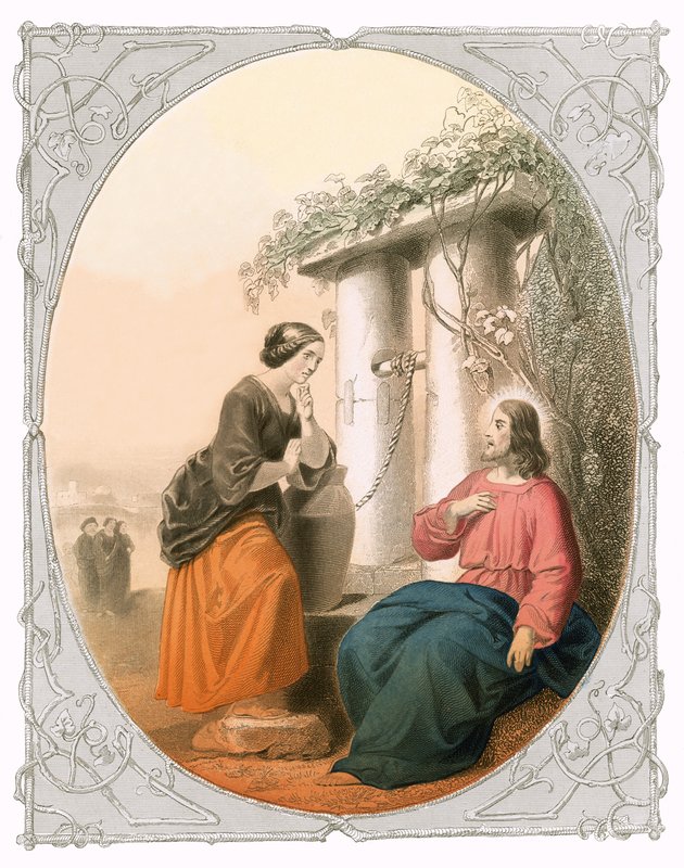 Christus en de vrouw van Samaria door Lorenz Clasen